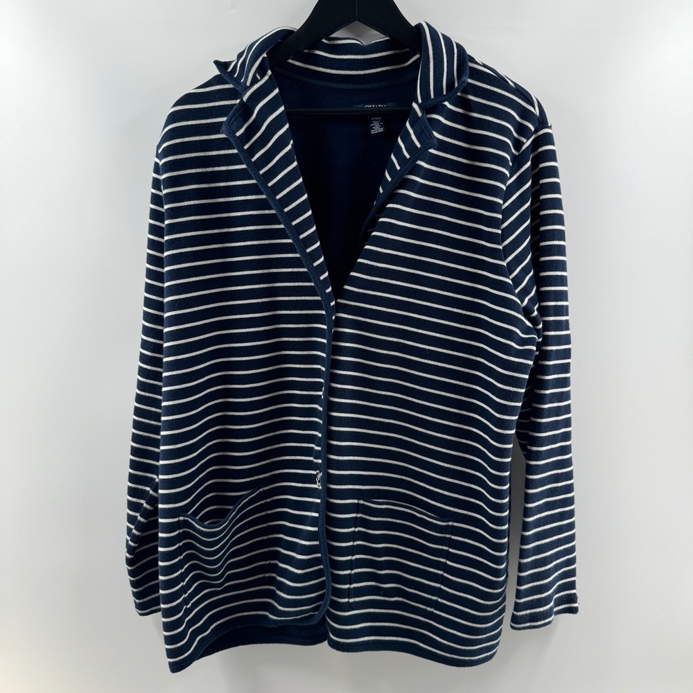 Chaps Navy Striped Collared Sweater Women’s Size XL